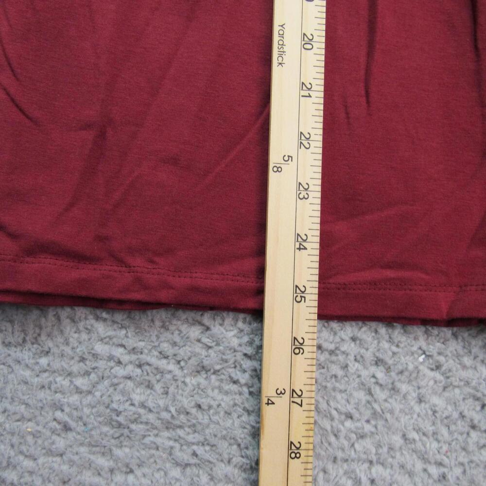 Denim & Co‎ Shirt Womens Medium Red Black Faux Leather Shoulder Long Sleeve Top - Picture 9 of 9